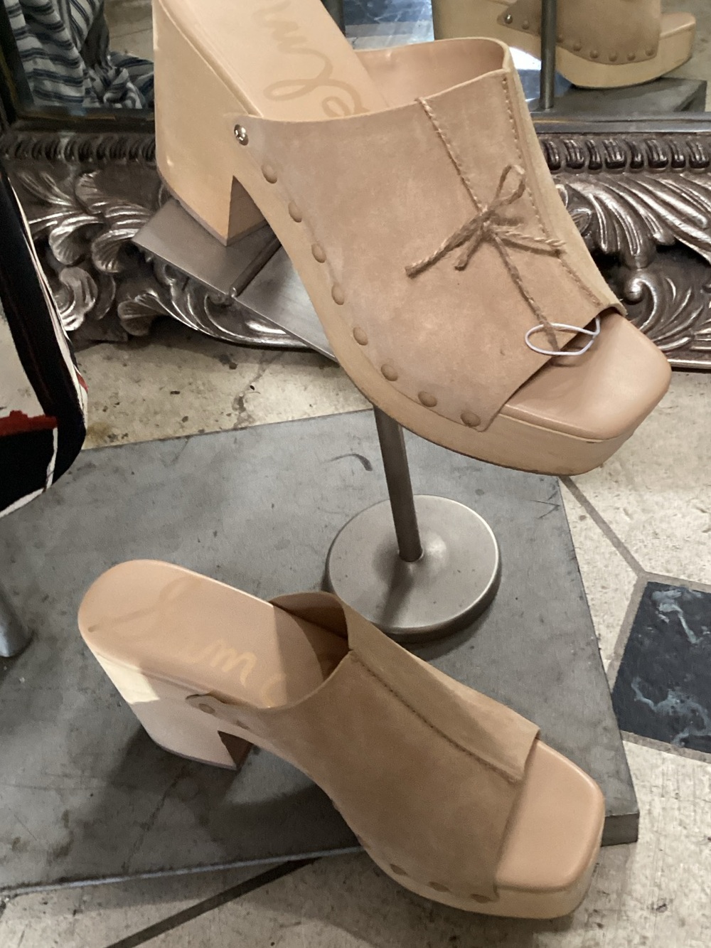 Beige. Sam Edelman.  Gently loved once.  Suede Platform Mule Heels - Women